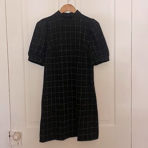 *SOLD* LOFT black & white mockneck checkered dress